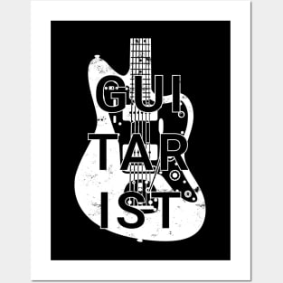 Guitarist Electric Guitar Body Dark Theme Posters and Art